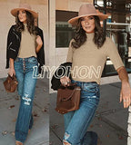 Oatmeal Ladies Tops Dressy Casual Fall Cute Tops Mock Turtleneck Business White T Shirts - LIYOHON Womens Fall Fashion | Women's Tops and Blouses