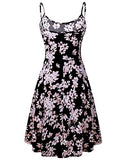 Womens Sleeveless Summer Dress Floral Printed Adjustable Spaghetti Strap Dresses