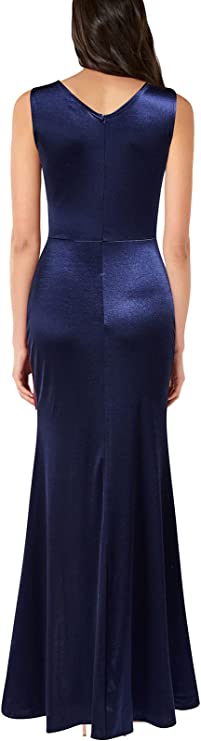 Dark Blue Women Elegant Retro V Neck Sexy Party Wedding Party Formal Long Dress - REPHYLLIS | Women's Formal Dresses