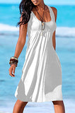 Women Casual Loose Tank Dresses Sleeveless Beach Vacation Dress Swing Pleated U Neck Fashion Soft