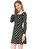 Women's Peter Pan Collar Contrast Polka Dots Heart A-Line Short Dress