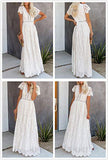 Womens Casual Boho Floral Lace V Neck Long Evening Dress Cocktail Party Maxi Wedding Dresses