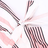 Striped Dresses for Women Summer V-Neck Sleeveless Backless Ladies Casual Daily Dress with Bow | Original Brand | Women's Work Dresses