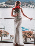 Womens Romantic Sexy Lace Floor Length V-Neck Evening Prom Dress  - Sara Clothes