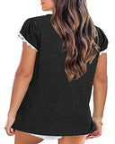 Womens Tops Petal Lace Sleeve Summer T-Shirt V Neck Plus Size Casual Basic Tee Shirts | Original Brand | Women's Tops and Blouses