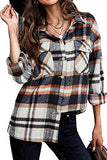 Women's Button Down Plaid Flannel Shirt Boyfriend Long Sleeve Oversized Blouses Tops 6020 Orange Small | Women's Casual Dresses