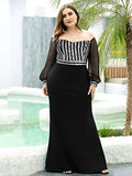 Plus Women's Cold Shoulder Sequin Dress Mermaid Plus Size Evening Dress  - Sara Clothes