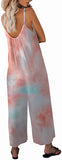 Tie Dye D Casual Sleeveless Strap Loose Adjustable Jumpsuits Stretchy Long Pants Romper with Pockets - SNUGWIND | Women's Romper & Jumper Suit