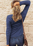 BTFBM Women Long Sleeve V Neck Button Up Solid Tops Blouses Trendy Slim Fit Lace Sleeves Ribbed Knit Casual Shirts Tunic (Lace Navy, Medium) | Women's Casual Dresses