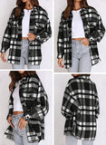 Women's Button Down Plaid Flannel Shirt Boyfriend Long Sleeve Oversized Blouses Tops 6017 Black Small | Women's Casual Dresses