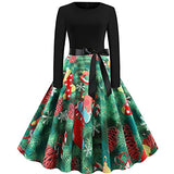 Maxi Dress Long Sleeve Large Dress with Christmas Print and Belt Sexy Dresses Summer Dresses Women | Women's Work Dresses