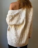 Women's Cardigan Button Down Cable Knit Long Sleeve Chunky with Pocket Oversize Knitwear Loose Sweater Outwear | Women's Cardigan