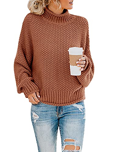 Saodimallsu Womens Turtleneck Oversized Sweaters Batwing Long Sleeve Pullover Loose Chunky Knit Jumper