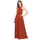 Brick Red Ladies Solid Cocktail Off Shoulder Wedding Bridesmaid Evening Long Maxi Dress - IBTOM CASTLE | Women's Evening Gowns