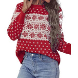 Jillumi Womens Ugly Christmas Sweater Snowflakes Long Sleeve Knit Pullover Crewneck Sweatshirts Tops | Women's Sweaters