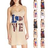 Women Casual Summer Scoop Neck Star Stripe Graphic Print Sundress Sleeveless Beach Dress | Original Brand