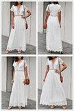 Womens Casual Boho Floral Lace V Neck Long Evening Dress Cocktail Party Maxi Wedding Dresses