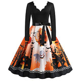 Halloween Dresses 2021, Women Vintage Long Sleeve 50s Housewife Evening Cocktail Party Prom Dress | Women's Casual Dresses