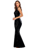 Black Women Evening Party Dress Sequin Sleeveless Dress Halter Neck Maxi Long Dress Formal Party Prom Gowns - A ARFAR | Women's Formal Dresses