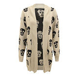 Womens Ladies Skull Design Knitted Open Waterfall Cardigan Cape Wrap Jumper Plus | Women's Cardigan