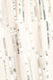 Womens Backless Sleeveless Sequin Stripe Mini Dress with Deep V Back, White | Original Brand | Women's Cocktail Dresses