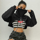 Womens Ladies Girls Hoodie Crop Tops Long Sleeve Hooded Sweatshirt Cropped Sweat Tops Pullover Jumpers with Chain | Original Brand | Women's Cardigan