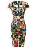 GRACE KARIN Women Vintage Pencil Dress Short Sleeve Bodycon 1950s 39 Colors XS~XXXL 7597