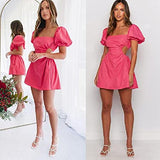 Plain Dresses Women's Backless Dress Midi Dress Summer Short Sleeve Casual Dresses Knee-Length Beach Dresses Women Tunic Summer Dresses Party Dresses Cocktail Dresses Sexy | Women's Work Dresses