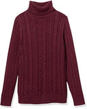 Burgundy Women's Fisherman Cable Roll-neck Jumper - Ae Store | Women's Jumpers