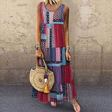 Ladies Loose Long Dress Sleeveless O-Neck Printed Retro Dress Bodycon Dress Office Wear for Casual Club Cocktail Evening Gowns Work UK Size 8-26 | Original Brand | Women's Cocktail Dresses
