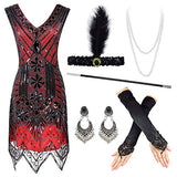 1920s Sequin Vintage Dress Beaded Gatsby Flapper Dress with Accessories Set | Original Brand | Women's Cocktail Dresses