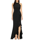Black Women's High Neck Split Bodycon Mermaid Evening Cocktail Long Dress - WOOSEA | Women's Formal Dresses