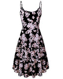 Womens Sleeveless Summer Dress Floral Printed Adjustable Spaghetti Strap Dresses