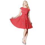 FiftiesChic Women's Cap Sleeves Floral Print 50s Vintage Cocktail Party Dresses