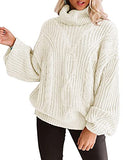 ZESICA Women's Long Sleeve Turtleneck Chunky Knit Loose Oversized Sweater Pullover Jumper Tops