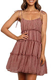 NC Women's Summer Casual Spaghetti Strap Square Neckline Layered Ruffled Sleeveless Boho Floral Mini Dresses