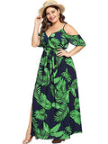 Women Plus Size Cold Shoulder Floral Maxi Bohemian Split Dress