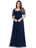 Women's Plus Size Elegant Lace Half Sleeves Formal Evening Dresses  - Sara Clothes