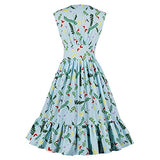Women's Split Neck Floral Button 1940s Day 1950s Vintage Tea Dress | Original Brand | Women's Cocktail Dresses