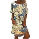 Women's Dress Sweet & Cute Dress Ladies Summer Casual Loose Print O-Neck Short Sleeve Dress Fancy Cocktail Dress Party Dress Maxi A-line Dress | Original Brand | Women's Cocktail Dresses