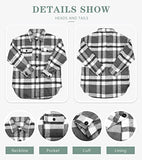 Women's Flannel Plaid Shirts Long Sleeve Button Down Chest Pocketed Shirt Blouses Tops Shacket 6017 Grey Large | Women's Casual Dresses