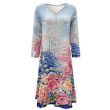 Ladies Roud Neck Long Sleeves Loose Plus Size Dresses S-XXL, Charm Women's Spring Flowers Print Long Maxi Dress | Original Brand