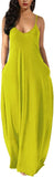 Bright Green Womens Casual Sleeveless Plus Size Loose Plain Long Maxi Dress with Pockets - Wolddress | Women's Casual Dresses