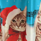 Christmas Dresses Winter Women Long Sleeve V-Neck Christmas Cats Musical Notes Print Daily Festival Flare Dress Xmas Dress | Original Brand | Women's Work Dresses