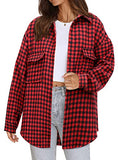 Women's Button Down Plaid Flannel Shirt Boyfriend Long Sleeve Oversized Blouses Tops 6061 G-Red XX-Large | Women's Casual Dresses