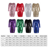 Womens 3/4 Sleeve V Neck Sequin Glam Flapper Party Dress Cocktail Glitter Bodycon Wedding Evening Clubwear