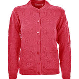 Womens Ladies Knitted Crew Neck Pocket Front Button Up Aran Cardigan UK 10-24