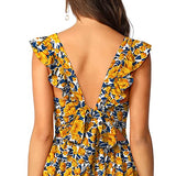 Summer Dress for Women, Womens Floral Sun Dress Cute Tie Back Ruffle Strap A Line Mini Dress Flowy Short Beach Dress | Original Brand