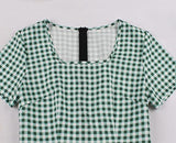 Women's Square Neck Polka Dots Check Plaid 1950s Vintage Dress | Original Brand | Women's Cocktail Dresses