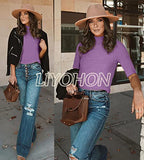 LIYOHON Womens Tops Dressy Casual Fall Cute Tops Mock Turtleneck Business White T Shirts Mauve-M | Women's Casual Dresses